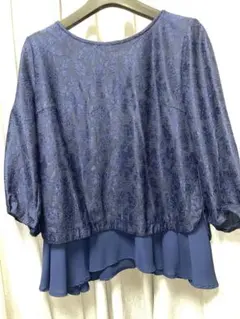 オペークドットクリップ レース プルオーバー L 紺色