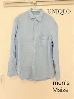 UNIQLO メンズ プレミアムリネンシャツ Mサイズ ブルー