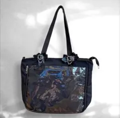 痛バッグ 黒　リボン ブラック 痛バ 推し活 クリア　ヲタ活　A4 トートバッグ