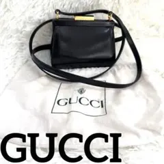 希少GUCCI グッチ ロゴ 金具 レザー エナメル がま口 ミニ ショルダー