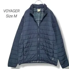 ボイジャー 中綿 ジャケット ブルゾン M チェック 無地 春 秋 冬 古着