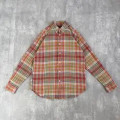 80's~ ラルフローレン マドラスチェック BD長袖シャツ L ポニー刺繍
