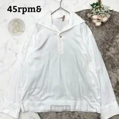 美品【45rpm＆】ロゴ刺繍 アンカーボタン プルオーバーシャツ ホワイト 1のサムネイル