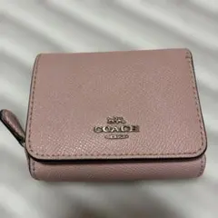 coach コーチ 三つ折り ミニ財布 ピンク レザー 金ロゴ コンパクト