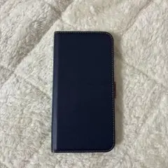 iPhone14ProMAX用　ネイビー 手帳型iPhoneケース 合成皮革