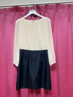 NATURAL BEAUTY BASIC 長袖ひざ丈ワンピース L