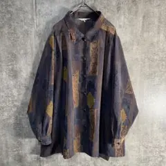 【一点物デザイン】レトロ古着 総柄シャツ ヴィンテージ風 Y2K ユニセックス