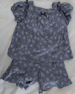 美品BEBEギンガムチェックセットアップ150