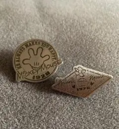 ディズニー ミッキーマウス ミニーマウス ピンバッジ 2個セット