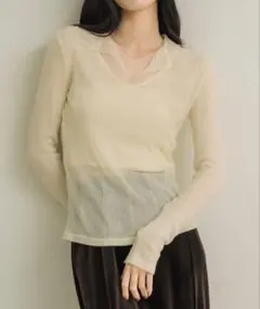 NEUNA シアーカラーリブトップス アイボリーのサムネイル