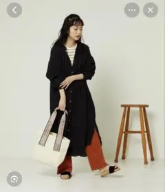 フリークスストア ロングシャツワンピース コットン リネン 黒