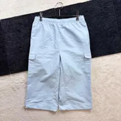 ✨アシックス/W69/水色/七分丈パンツ/ロゴ刺繍/ドローコード/春夏
