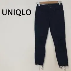 ユニクロ ストレッチジーンズ 【24/S】ダメージ ブラック