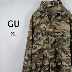 GU　カモフラージュミリタリーシャツジャケット　XL　カーキ　迷彩