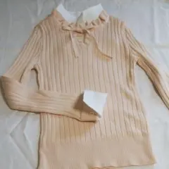 リブニット薄いピンク