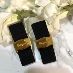 フェラガモ パンプス リボン 金具 バレッタ