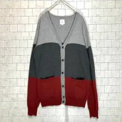 homegrown Mサイズ カーディガン グレー/赤 シンプル　人気デザイン