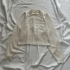 ZARA ニットブラウス レディース レース ハイネック 長袖 ガーリー 上品