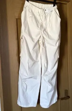 GU ホワイト パラシュートカーゴパンツ S