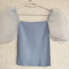 ZARA パフスリーブ トップス ライトブルー