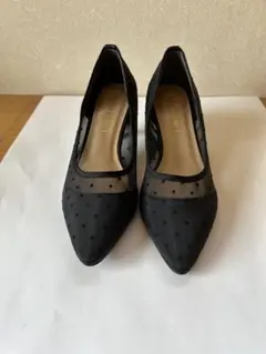 LIBERDORE ドット柄 シースルー パンプス ブラック Lサイズ