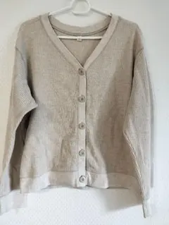 UNIQLO ワッフル生地 カーディガン L ベージュユニクロ　トップス　羽織り