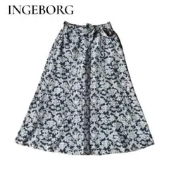 INGEBORG インゲボルグ 花柄 ロングスカート　ウエストリボン付きのサムネイル