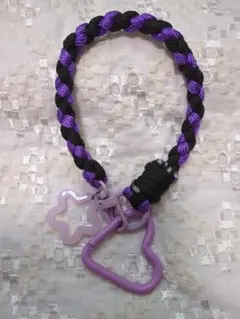 スマホストラップ パラコード 黒×パープル