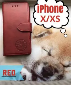 レザー 手帳型 スマホケース iPhoneX.XS 犬 柴犬 新品 未使用