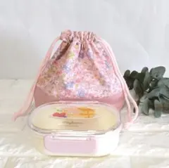 《お 弁当袋 》 花 と リボン ・ ピンク　＃n1359