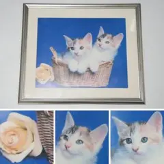 【撮】　★ 写真 三毛猫写真 ★　額装済　アルミ額　インテリア
