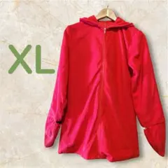 赤い薄手フリースジャケット XLサイズ　サムホール