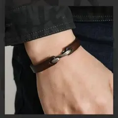 レザーブレスレット メンズ バングル 革 ブラウン アンティーク レトロ 定番