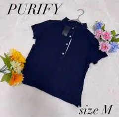 PURIFY ネイビー ポロシャツ M ショート丈 レディース ゴルフ 新品