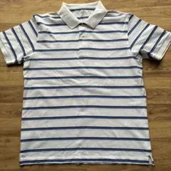 メンズ　ユニクロ　ボーダー半袖ポロシャツ　L