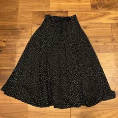 ドット柄フレアロングスカート