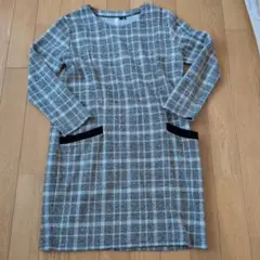 グレー チェック柄 長袖チュニック Mサイズ