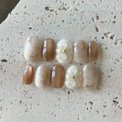 オーダー　現品販売　ネイルチップ　ニュアンス　フラワー