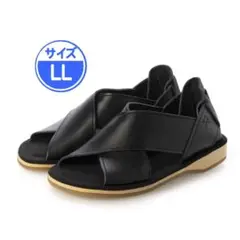 【新品 未使用】本革レザーサンダル レディース ブラック LL 黒 GK262