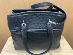 オーストリッチレザー 2WAY ハンドバッグ ブラック
