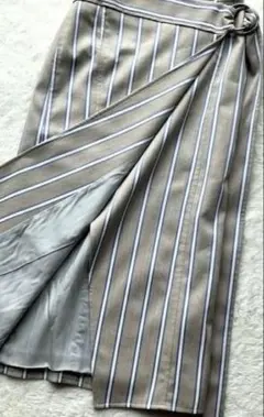 【美品】ADEAM アディアム ストライプ デザイン ラップ スカート