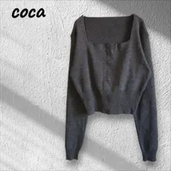 コカ ハイゲージニットスクエアカーディガン トップス ボタン タグ付き M