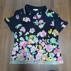 D586/美品 LEONARD 半袖ポロシャツ 花柄 ストレッチ 40 L 紺 - メルカリ