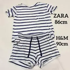 ZARA ストライプ Tシャツ H&M ショートパンツセット 86~90cm