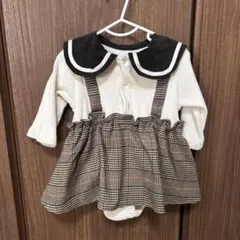 セーラー襟 チェック柄ロンパース