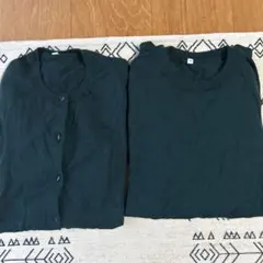 【新品】カーディガンとセーター　アンサンブル　無印良品　ダークグリーン