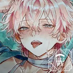 m*可様 一点物 オリジナル 色紙 手描きイラスト アナログ 男の子 創作 原画