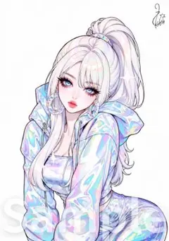 原画90】萌え絵 手描きイラスト オリジナルイラスト 名刺サイズ 匿名