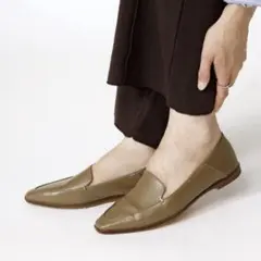 LE TALON スクエアソフトローファー カーキ ルタロン