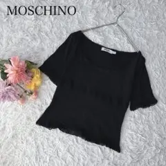 モスキーノ　半袖ブラウス　レース　ブラック　黒　Uネック　上品　きれいめのサムネイル
